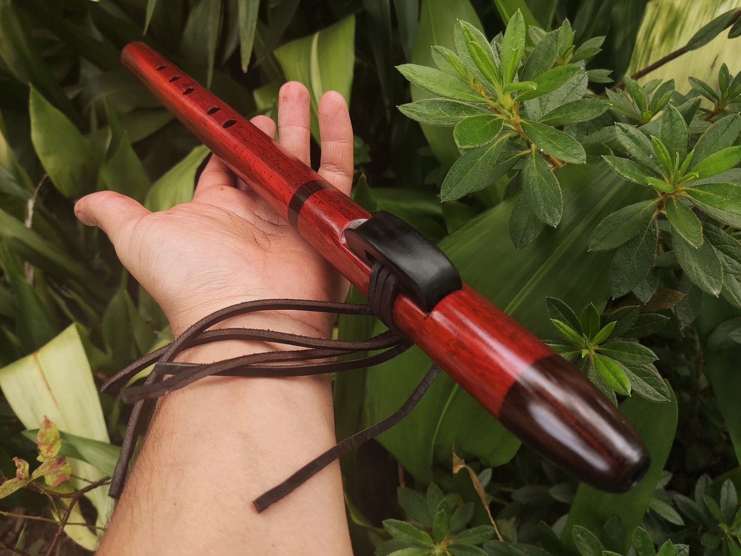 Native American Style flute in A made with Padauk and Rosewood. Handmade Wooden flute suitable for Meditation and Sound Healing