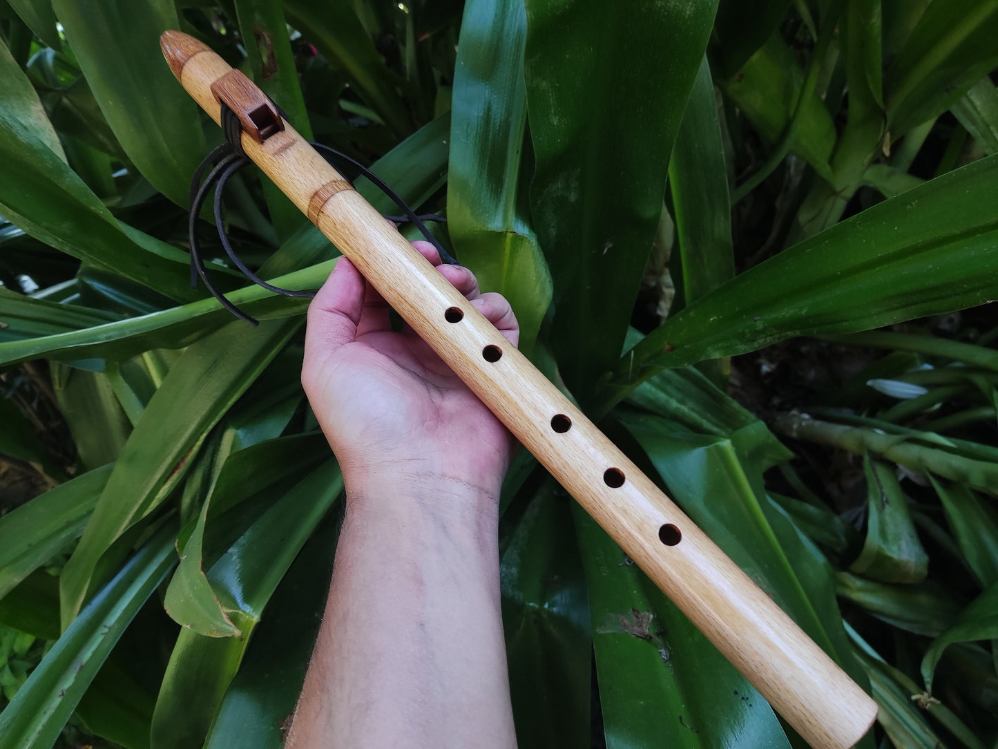 Native American Style Flute in the key of A for Meditation & Sound Healing by Rui Gomes, Handmade Wooden Instrument made with European Beech