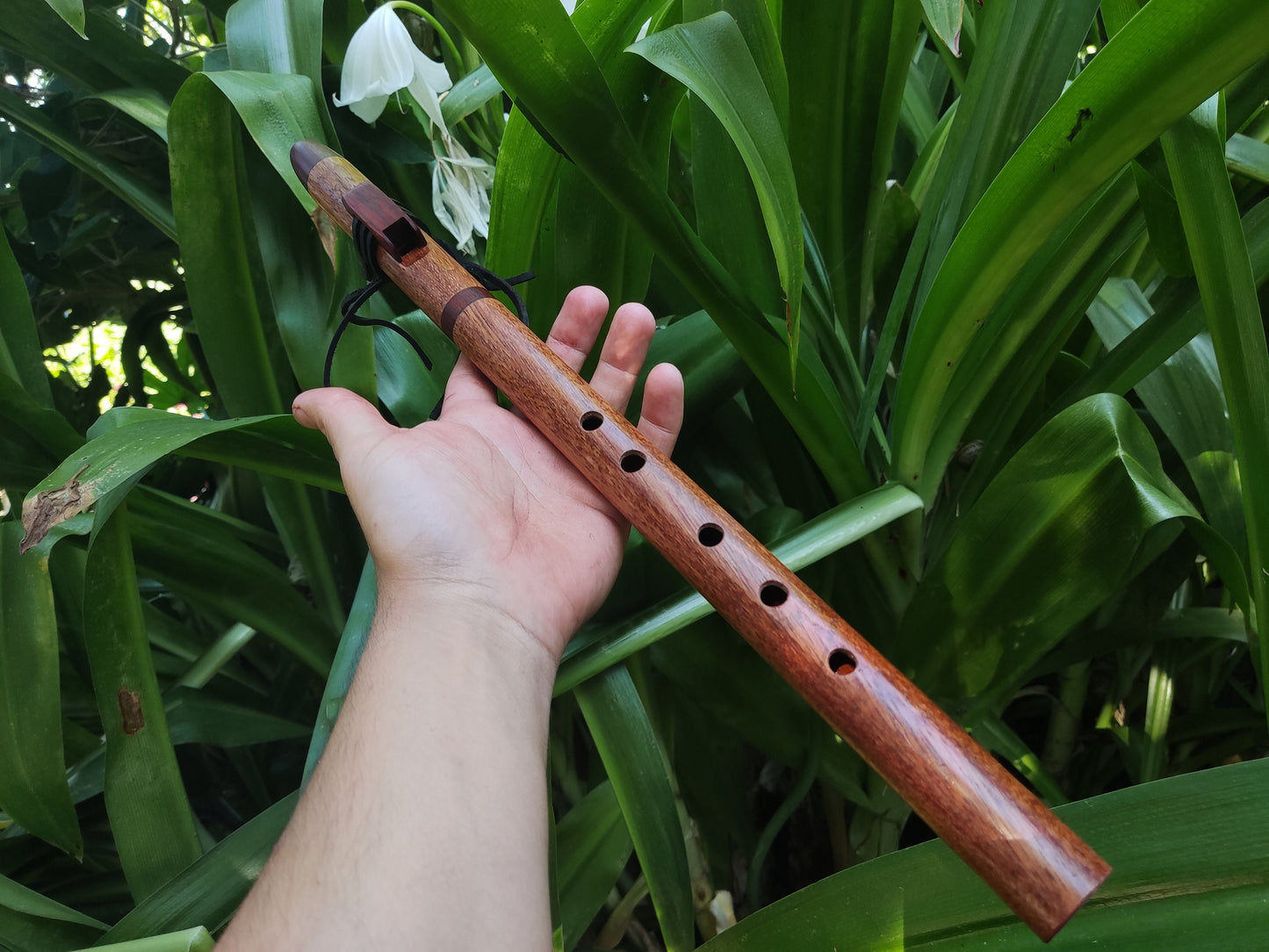 Native American Style flute in A made with African Mahogany and Padauk. Handmade Wooden flute suitable for Meditation and Sound Healing