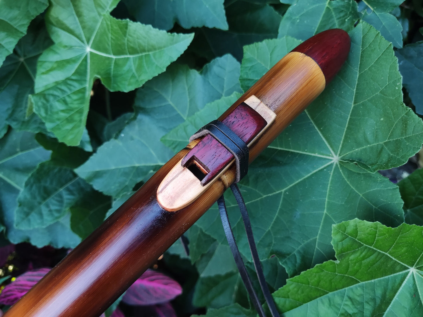 Ethnic Native American and Oriental bamboo flute in the key of low D. Low D NA deep meditation flute. Rustic flute. Indian flute