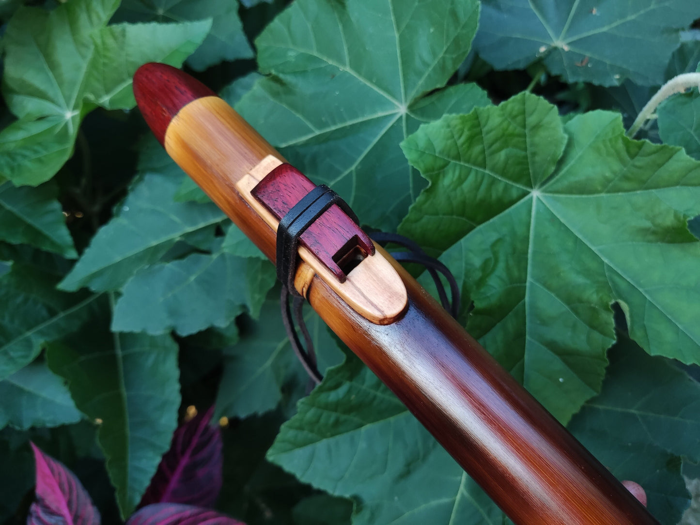 Ethnic Native American and Oriental bamboo flute in the key of low D. Low D NA deep meditation flute. Rustic flute. Indian flute