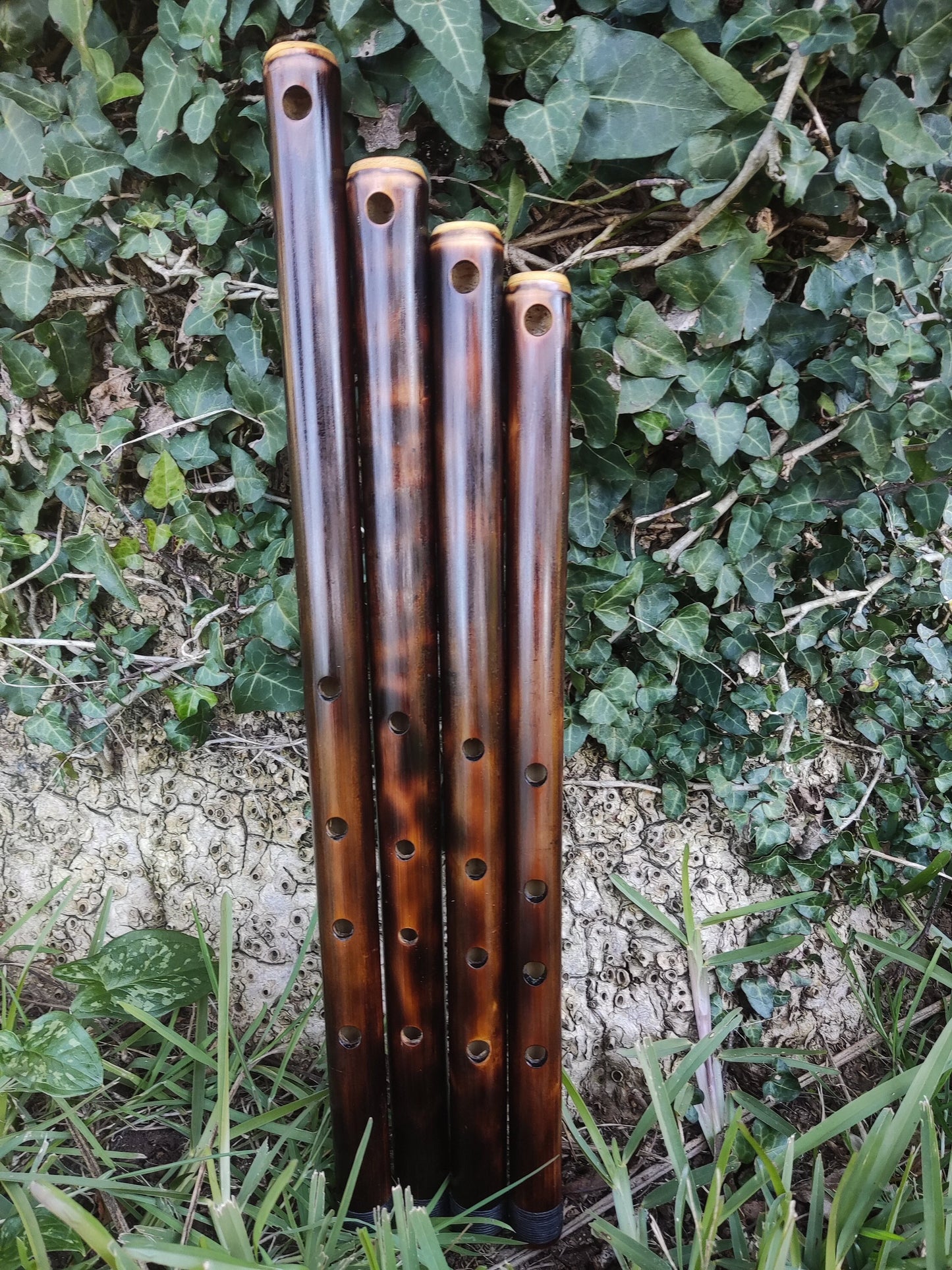 Oriental Flute in various keys tuned with a minor pentatonic flute. Handmade ethnic bamboo flute with oriental scale and burned look
