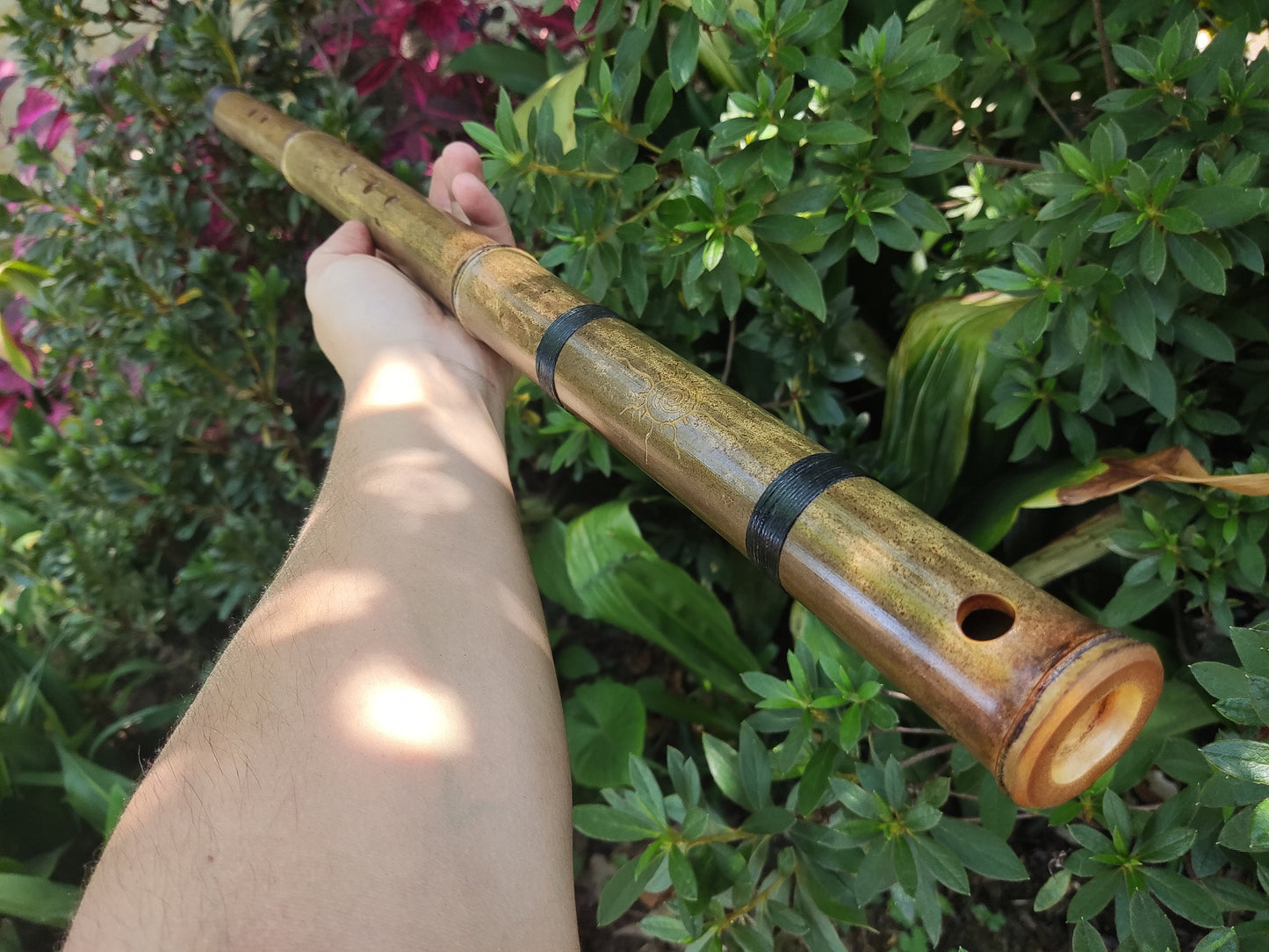 Deep Exotic Meditative Kokin Akebono Bamboo Flute in the key of low G#3. Rustic oriental flute. Ethnic asian flute. Deep transporting voice