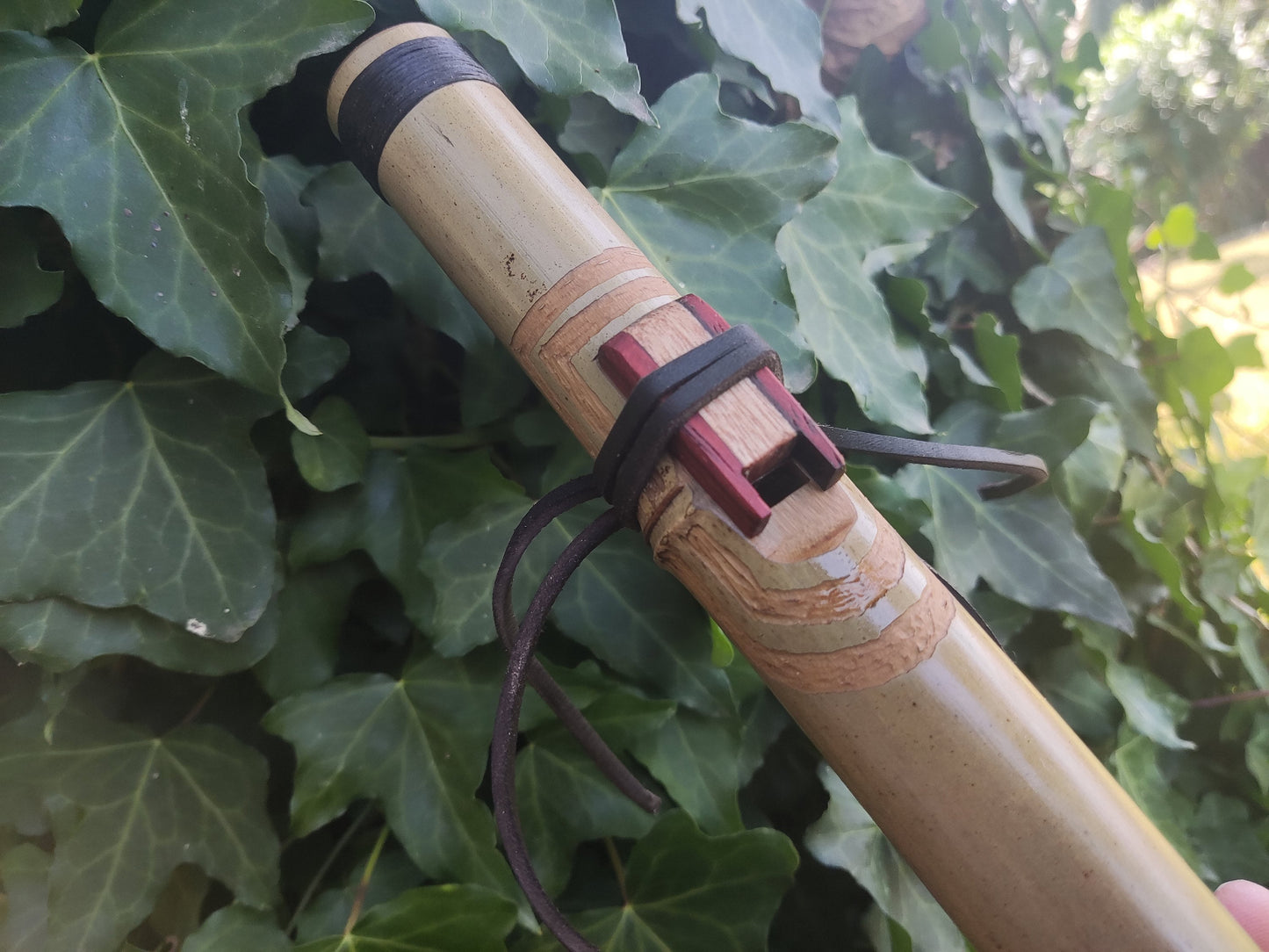 Bamboo Native American Style Flute in the key of F and F# suitable for Meditation. Ethnic design with Mahogany & Chestnut