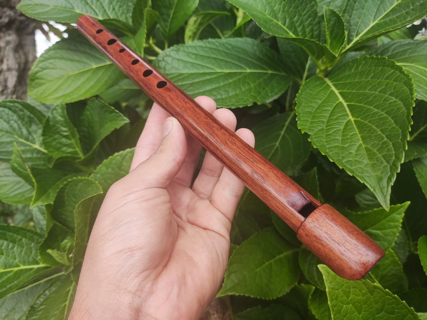 Wooden Tin Whistle in High D handmade out of Bubinga | African Rosewood Wooden Recorder | Small flute for Folk and World Music | Rui Gomes