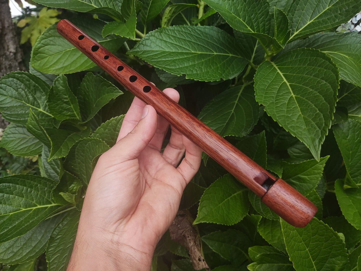 Wooden Tin Whistle in High D handmade out of Bubinga | African Rosewood Wooden Recorder | Small flute for Folk and World Music | Rui Gomes
