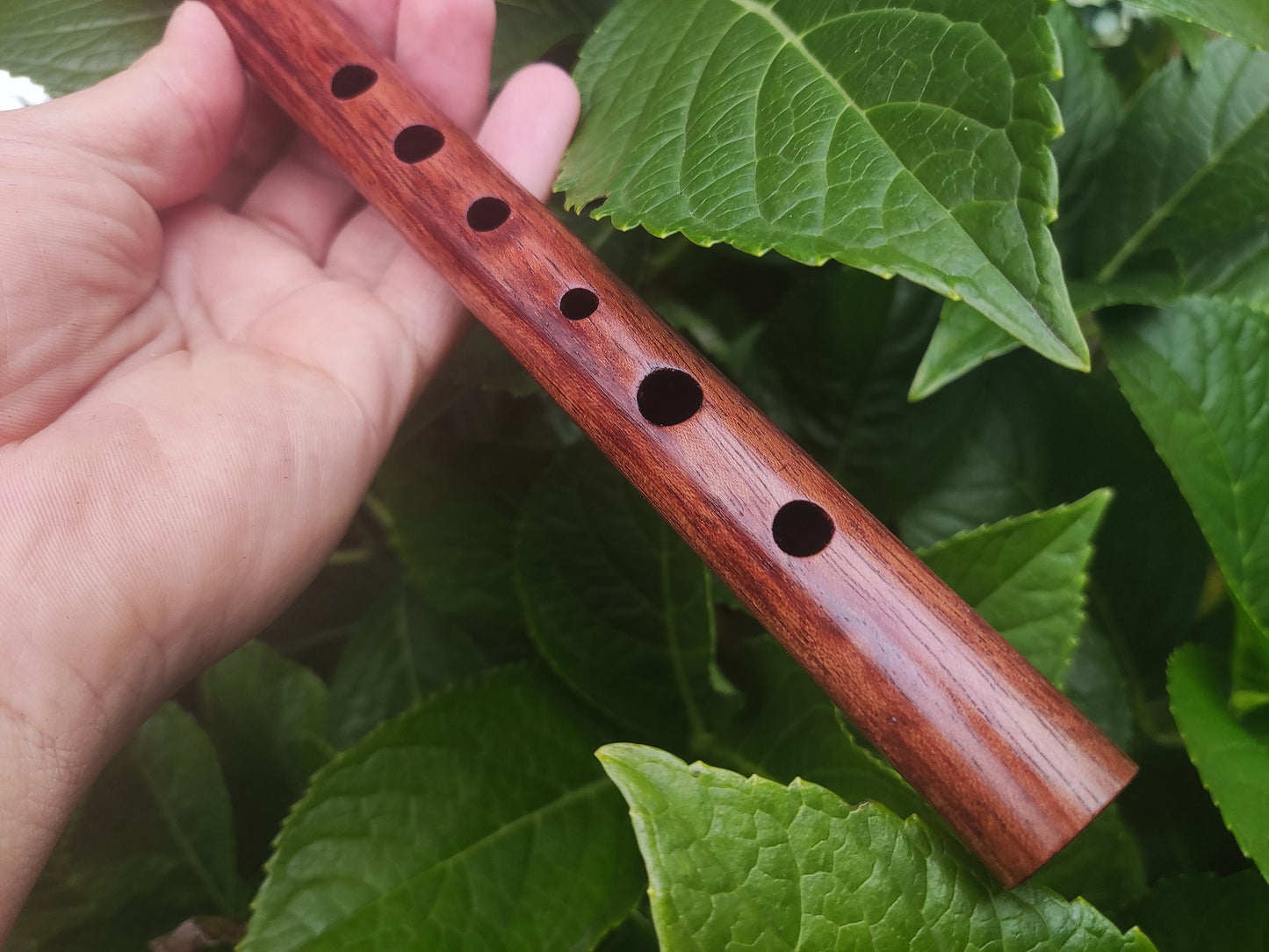 Wooden Tin Whistle in High D handmade out of Bubinga | African Rosewood Wooden Recorder | Small flute for Folk and World Music | Rui Gomes