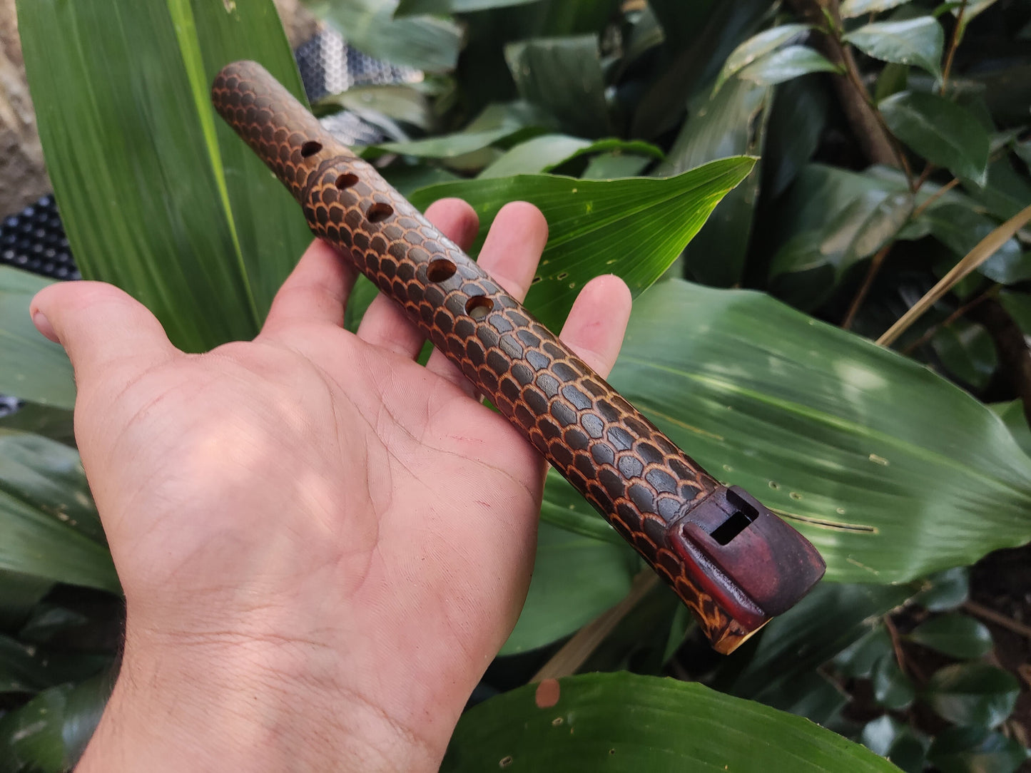 RESERVED FOR RONNIE: High D 432Hz Dragon Skin Fipple Flute in the Native American Style. 5 holes minor pentatonic flute