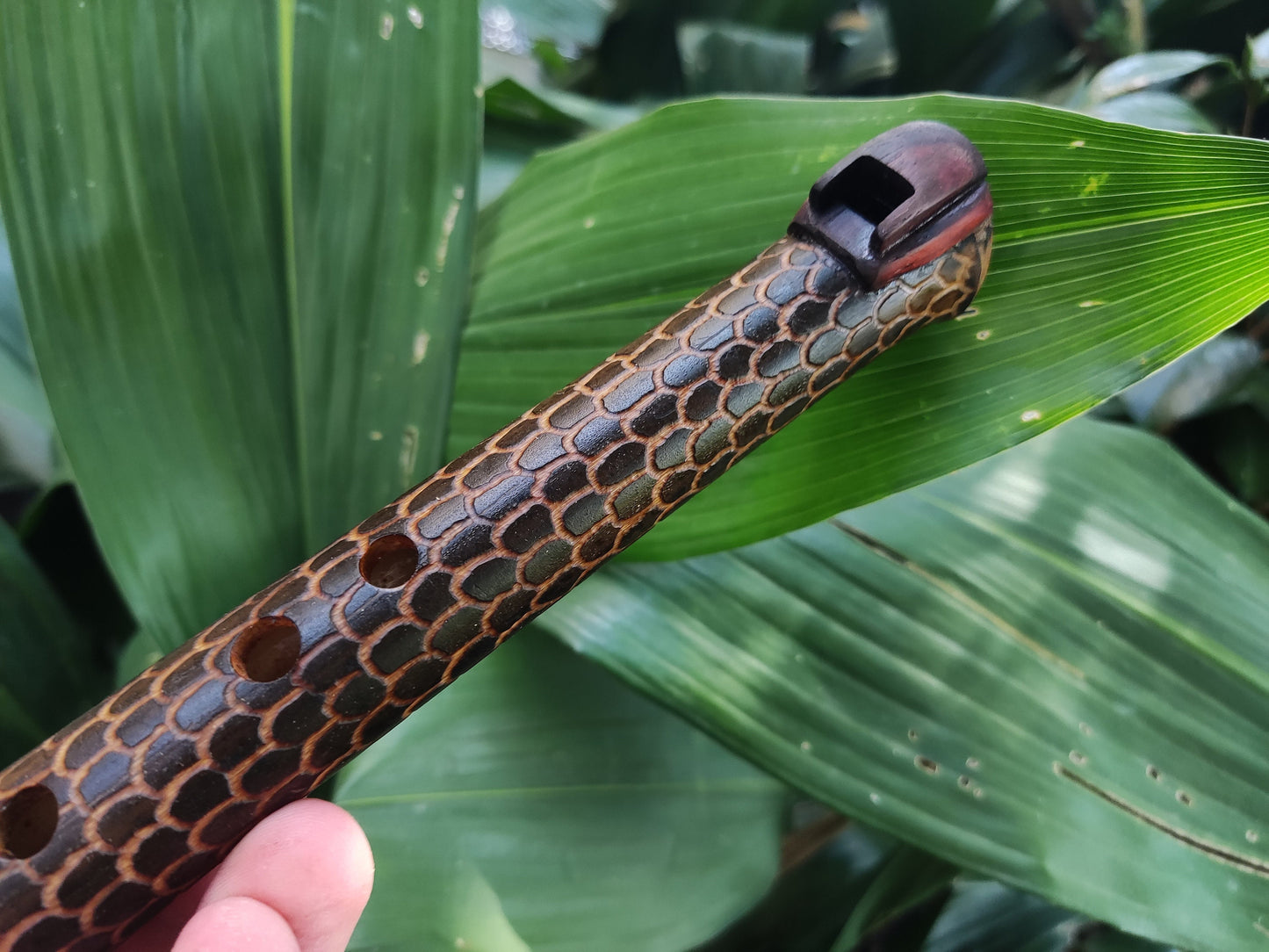 RESERVED FOR RONNIE: High D 432Hz Dragon Skin Fipple Flute in the Native American Style. 5 holes minor pentatonic flute