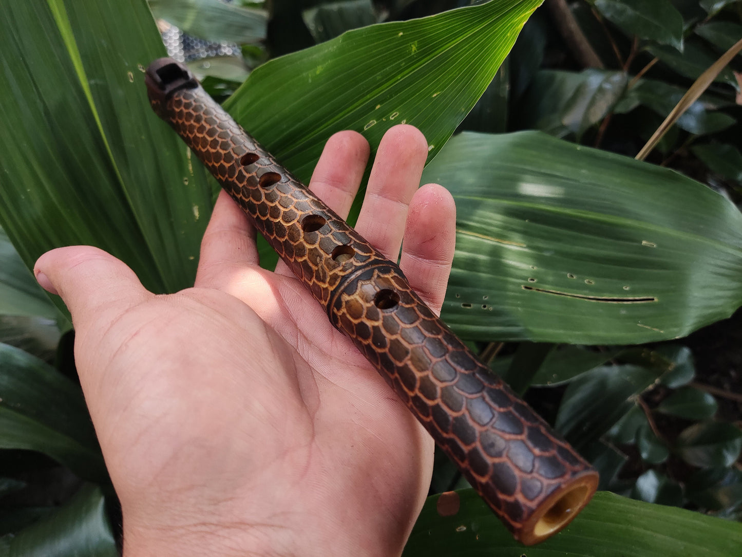 RESERVED FOR RONNIE: High D 432Hz Dragon Skin Fipple Flute in the Native American Style. 5 holes minor pentatonic flute