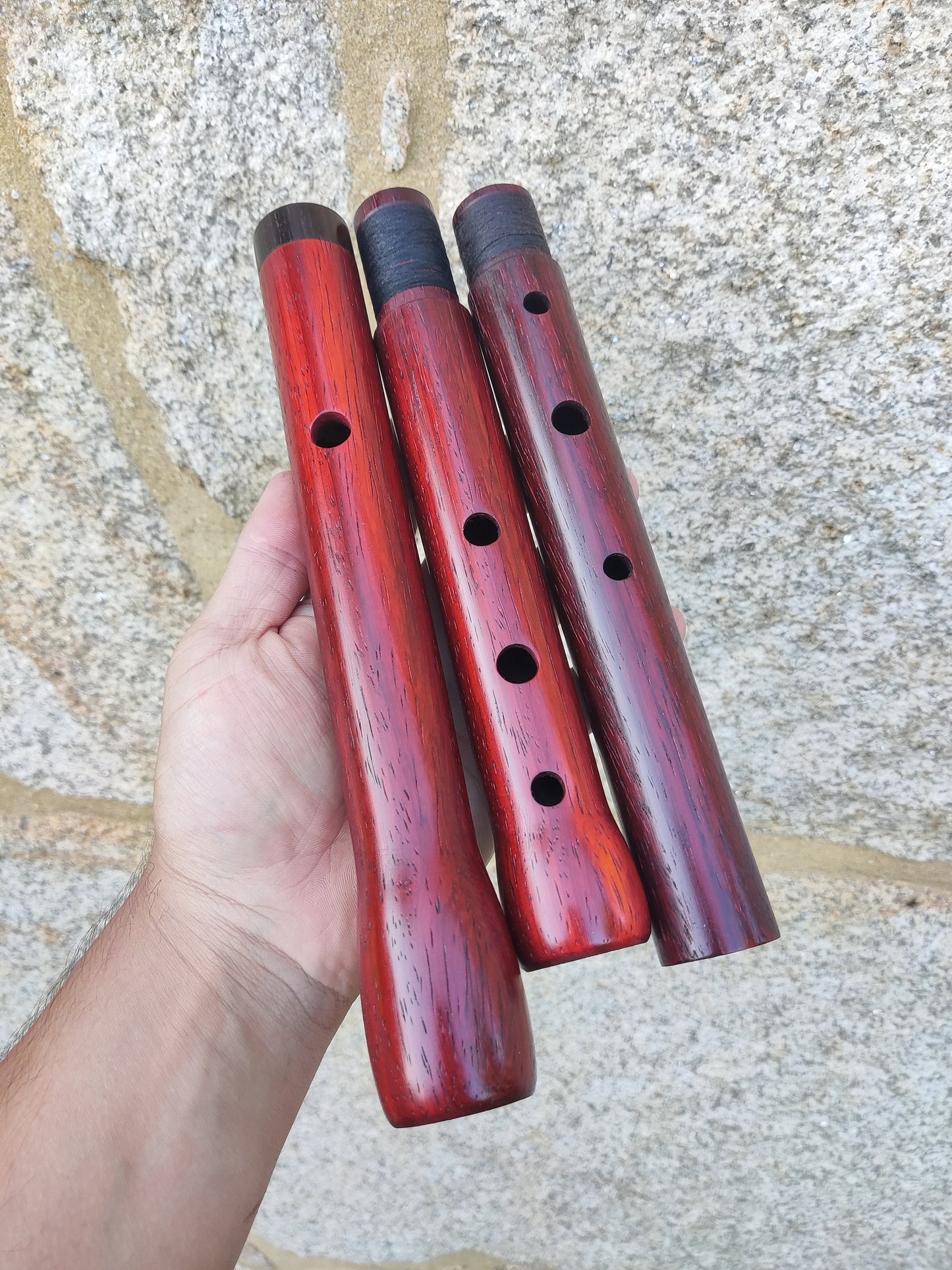 Low D Wooden Flute handmade with Exotic Hardwoods for Irish and Folk Music | Concert tuned Transverse flute in Padauk and Rosewood | Gomes