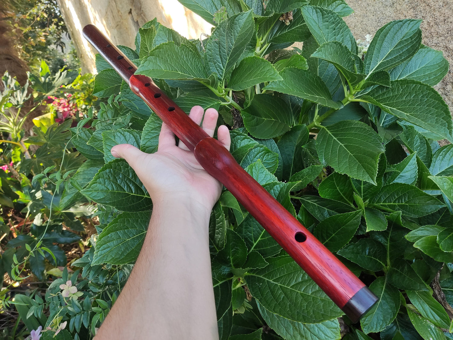 Low D Wooden Flute handmade with Exotic Hardwoods for Irish and Folk Music | Concert tuned Transverse flute in Padauk and Rosewood | Gomes
