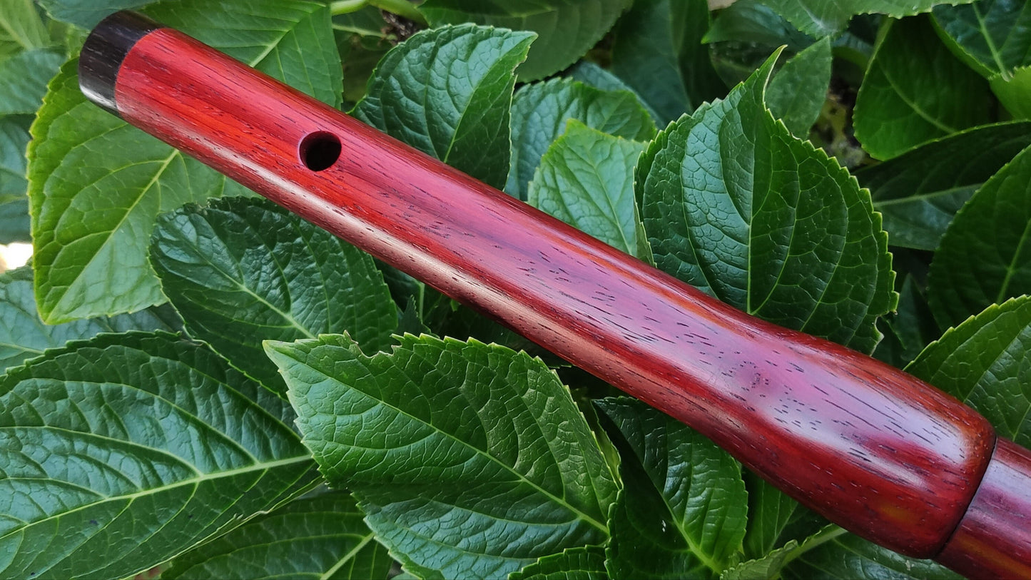 Low D Wooden Flute handmade with Exotic Hardwoods for Irish and Folk Music | Concert tuned Transverse flute in Padauk and Rosewood | Gomes