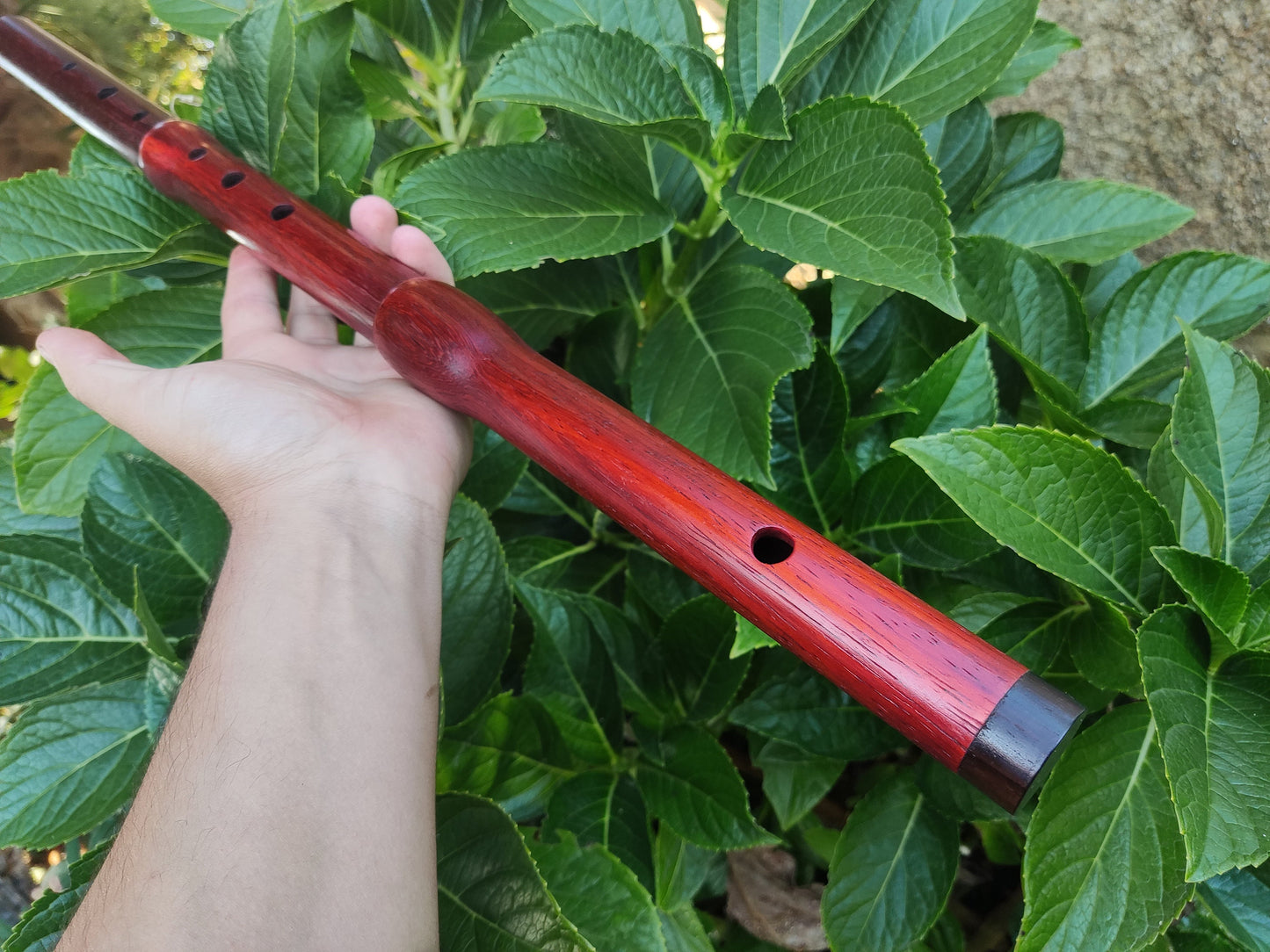 Low D Wooden Flute handmade with Exotic Hardwoods for Irish and Folk Music | Concert tuned Transverse flute in Padauk and Rosewood | Gomes