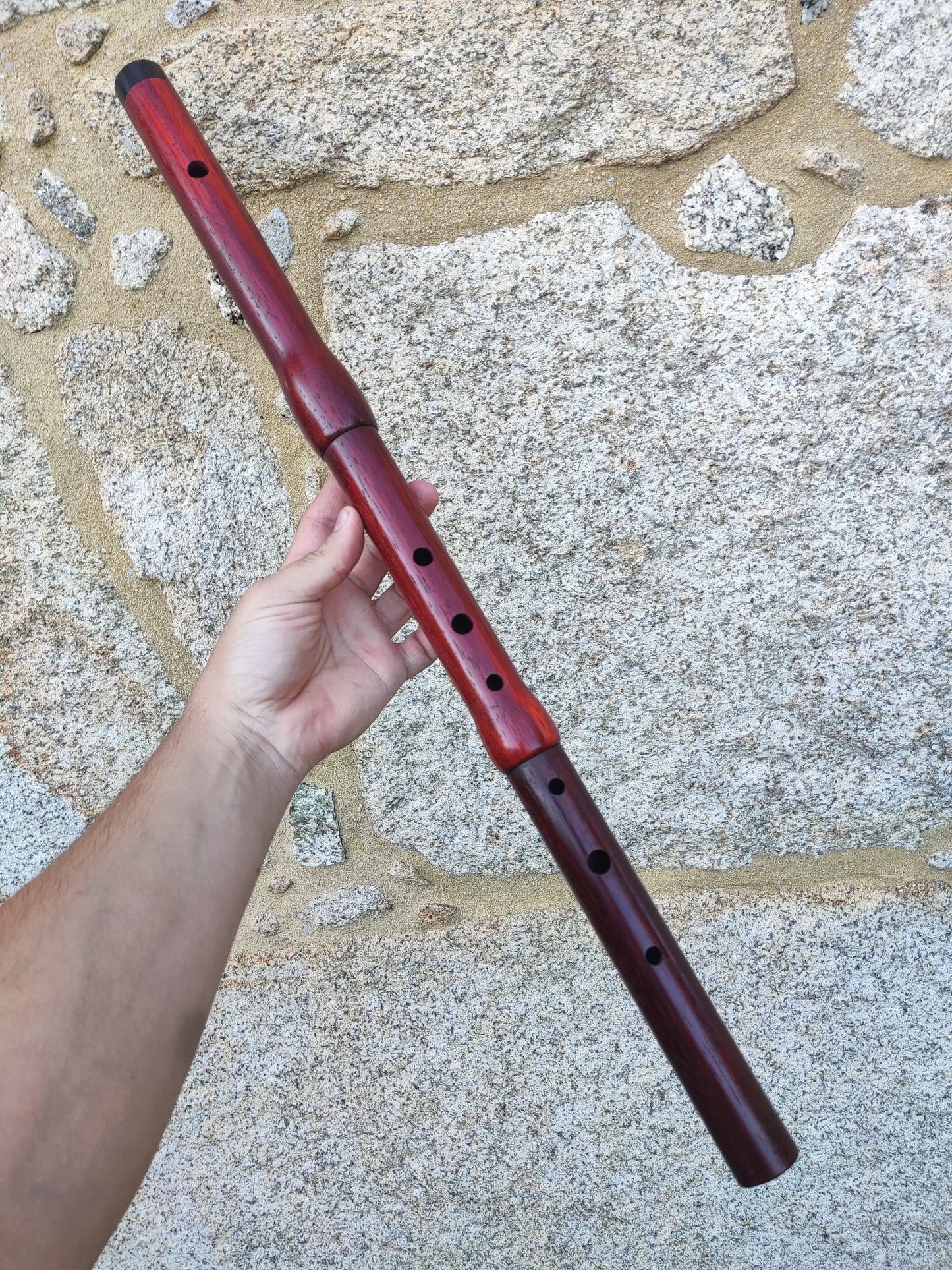 Low D Wooden Flute handmade with Exotic Hardwoods for Irish and Folk Music | Concert tuned Transverse flute in Padauk and Rosewood | Gomes