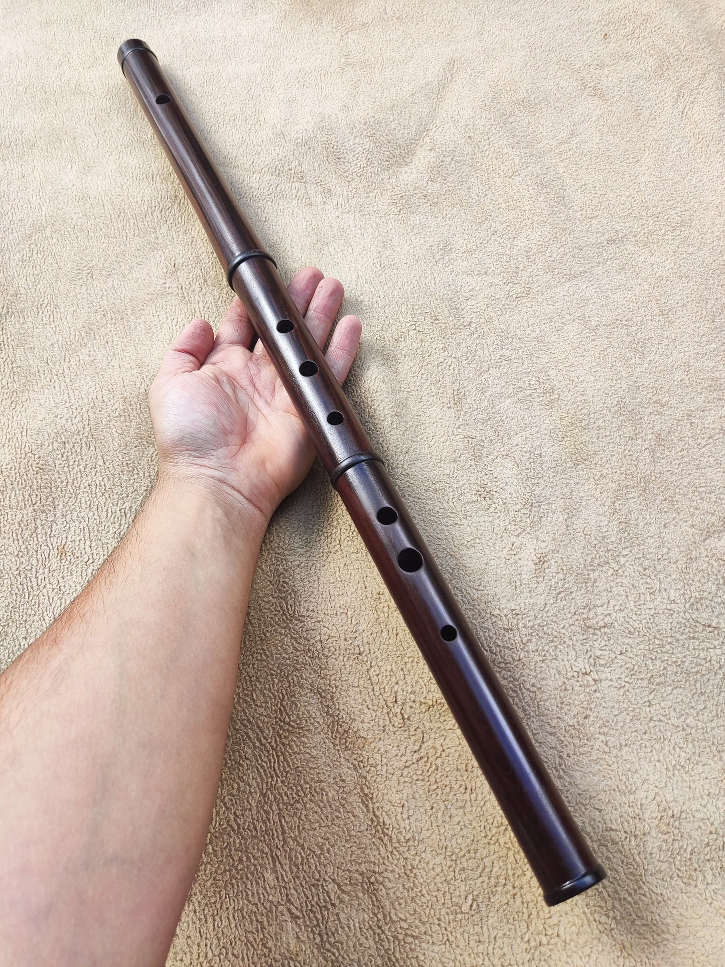 Low D Irish Flute handmade out of Santos Rosewood | Concert Tuned Wooden Flute for Folk & Traditional Music | Gift for Musician | Rui Gomes