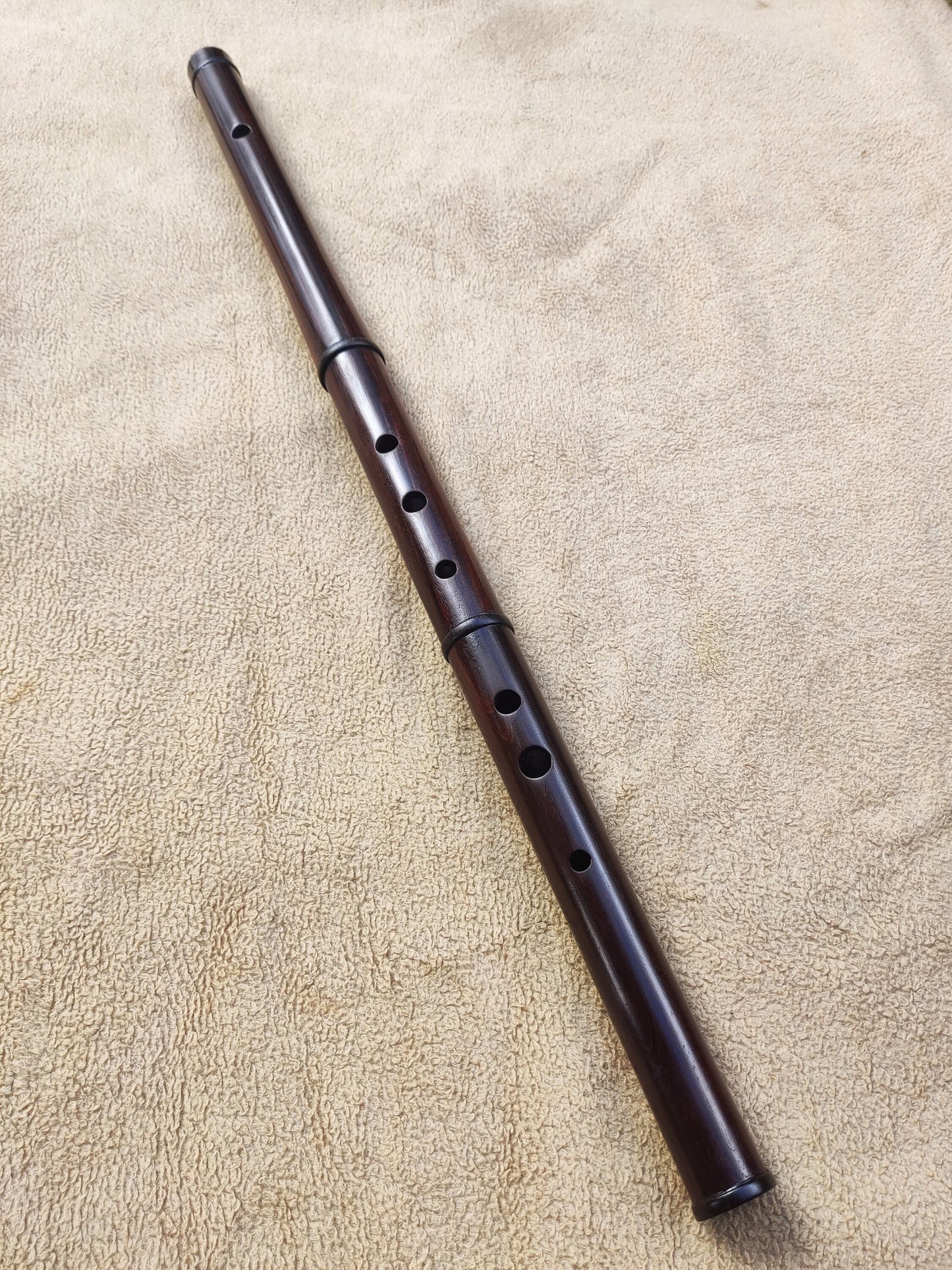 Low D Irish Flute handmade out of Santos Rosewood | Concert Tuned Wooden Flute for Folk & Traditional Music | Gift for Musician | Rui Gomes