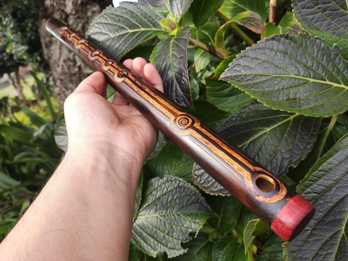 Harmonic Minor Flute handmade out of Bamboo with carvings | Minor melodic mode for intuitive playing | Rustic finish | Meditation Flute