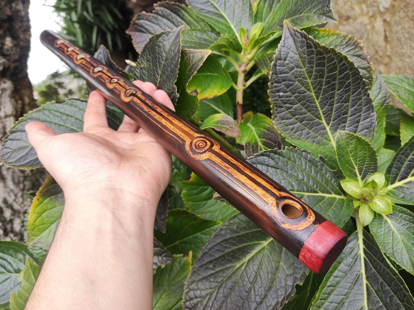 Harmonic Minor Flute handmade out of Bamboo with carvings | Minor melodic mode for intuitive playing | Rustic finish | Meditation Flute