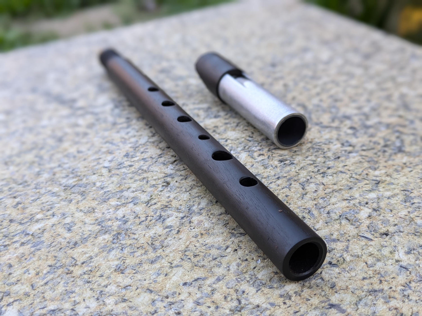 D Whistle in Ebony and Aluminium | Handmade Session Whistle | Small 6-hole diatonic | Loud and Sweet | Handmade in Portugal by Rui Gomes