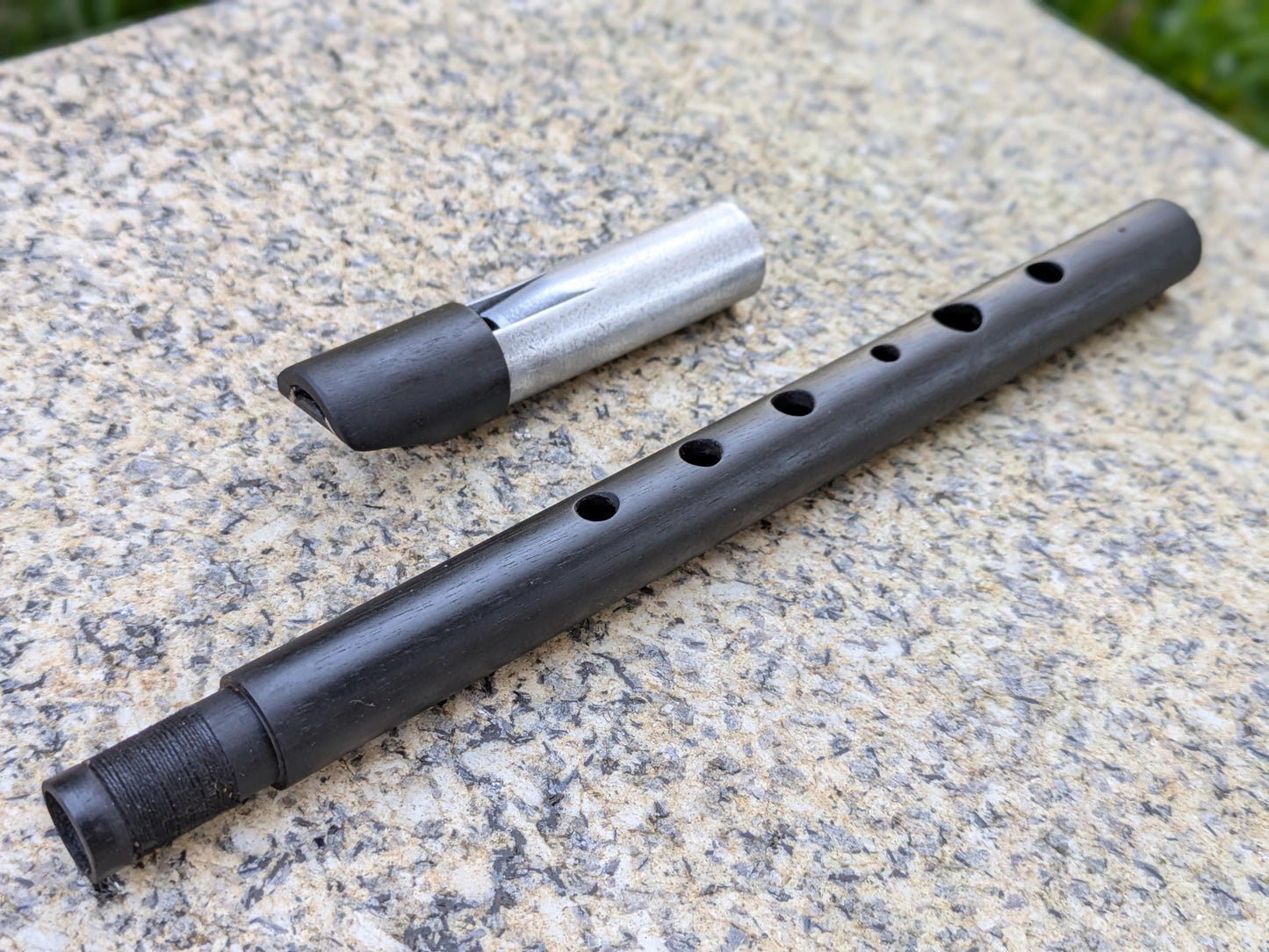 D Whistle in Ebony and Aluminium | Handmade Session Whistle | Small 6-hole diatonic | Loud and Sweet | Handmade in Portugal by Rui Gomes