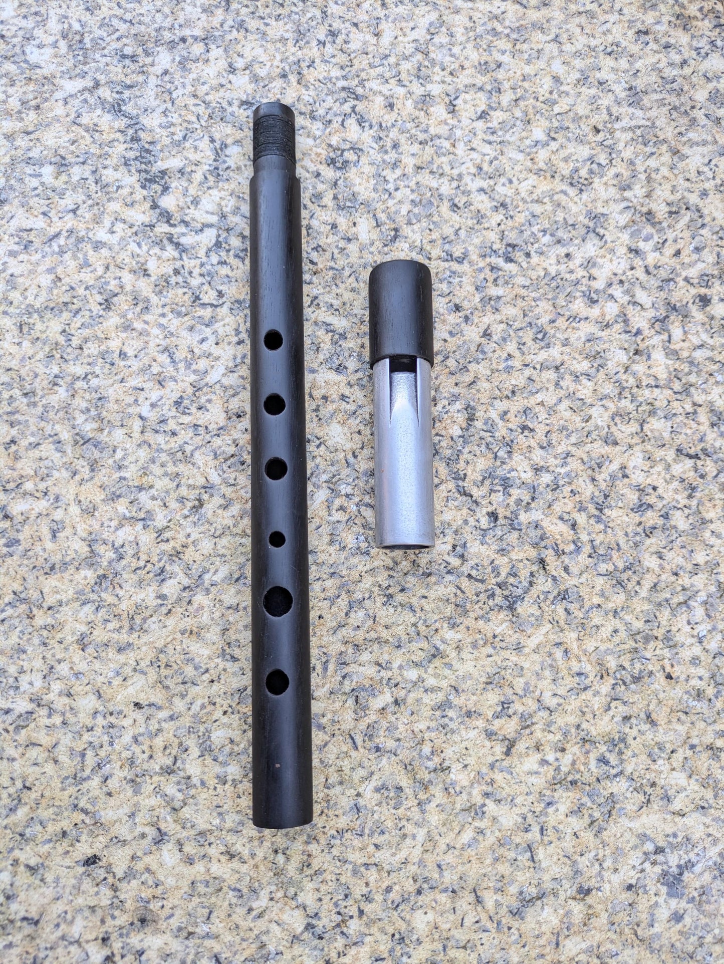 D Whistle in Ebony and Aluminium | Handmade Session Whistle | Small 6-hole diatonic | Loud and Sweet | Handmade in Portugal by Rui Gomes