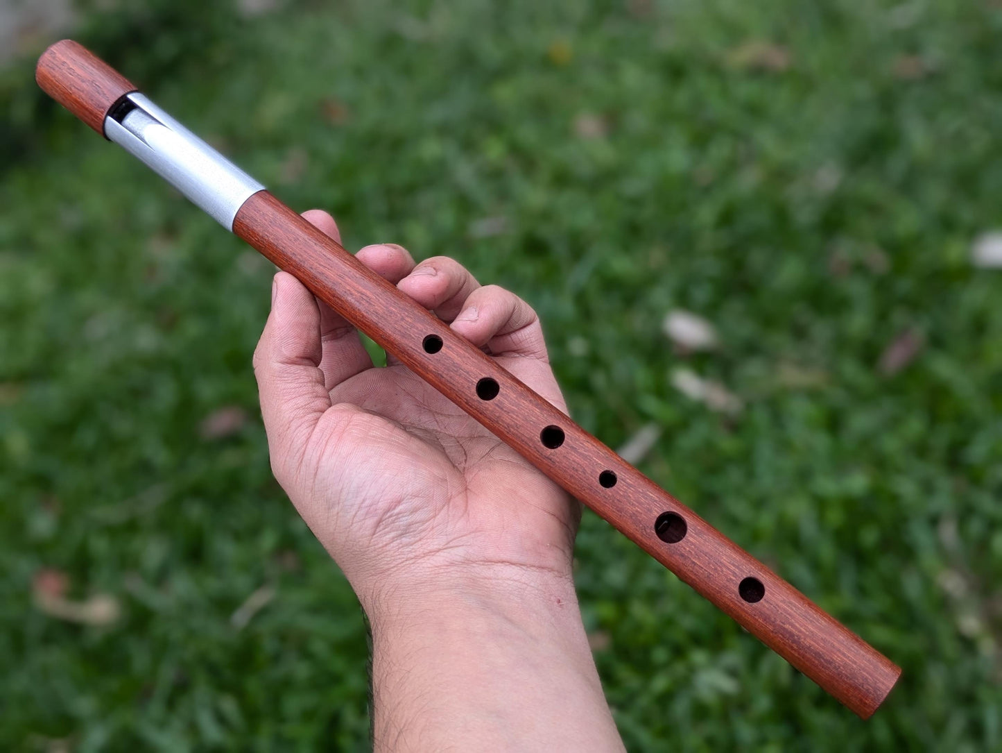 C Whistle in Macacauba and Aluminum | Handmade Whistle | 6-hole diatonic flute | Loud and Sweet | Tin Whistle | Rui Gomes