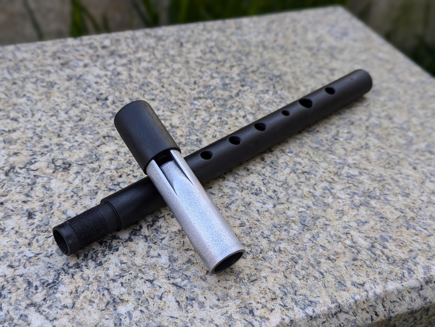 D Whistle in Ebony and Aluminium | Handmade Session Whistle | Small 6-hole diatonic | Loud and Sweet | Handmade in Portugal by Rui Gomes