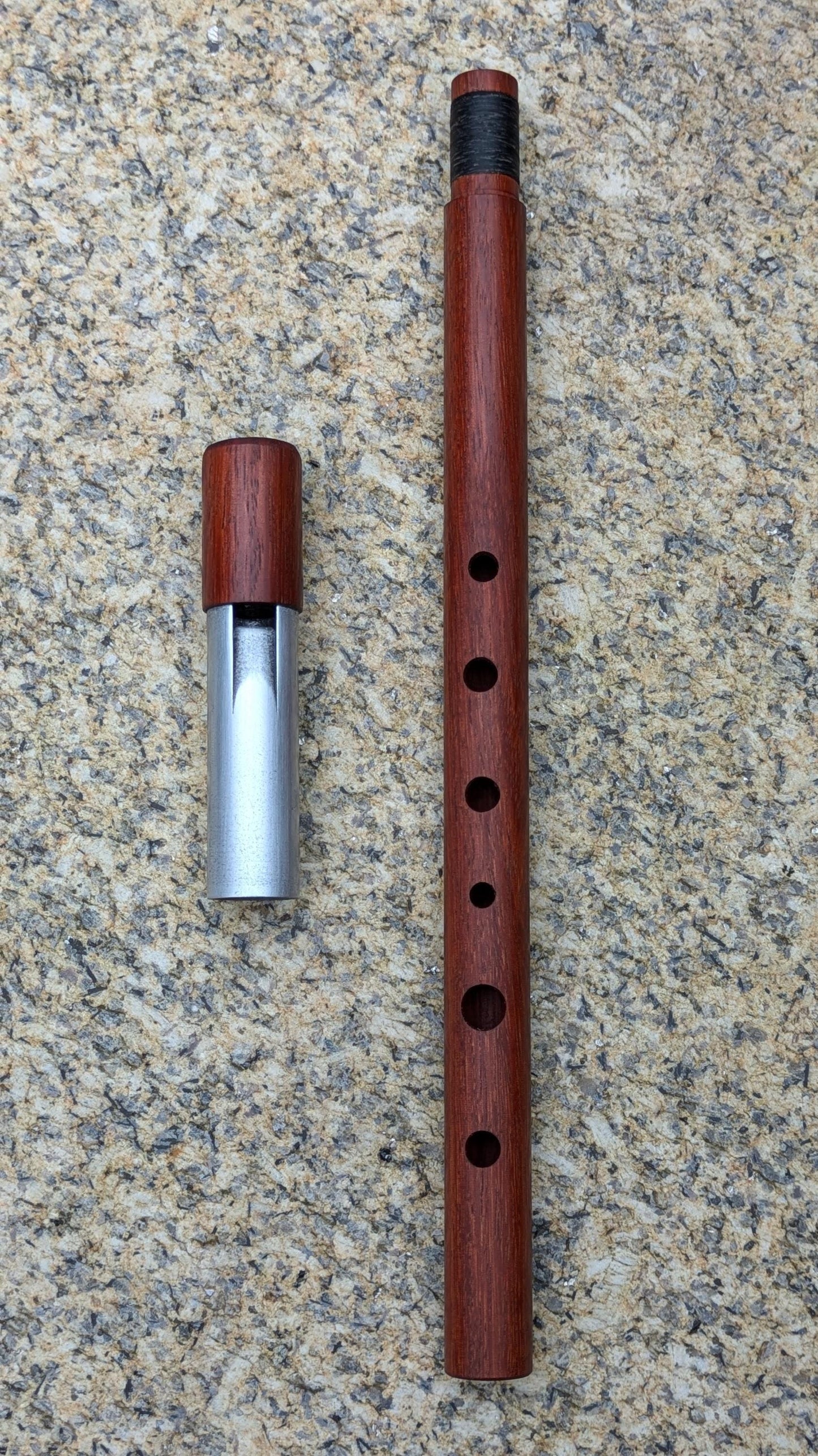 C Whistle in Macacauba and Aluminum | Handmade Whistle | 6-hole diatonic flute | Loud and Sweet | Tin Whistle | Rui Gomes