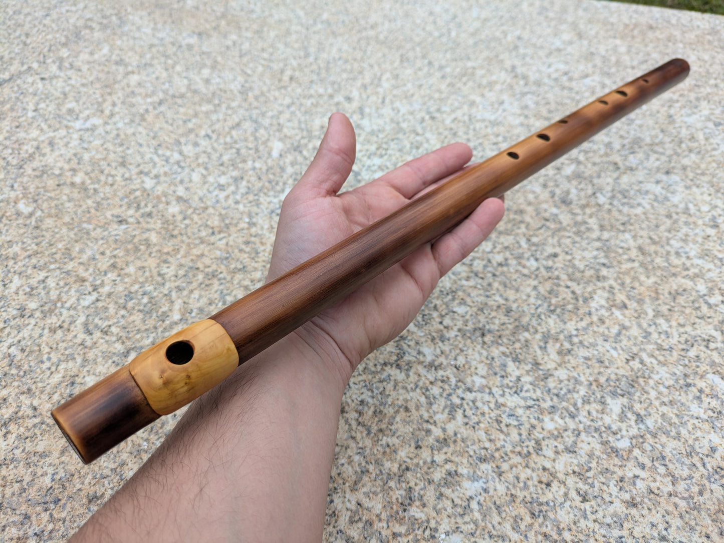 Bamboo flute in D Major with Boxwood Lip Plate | Right handed 6 holes Flute for Irish and Folk Music | Handmade Transverse Flute | Rui Gomes