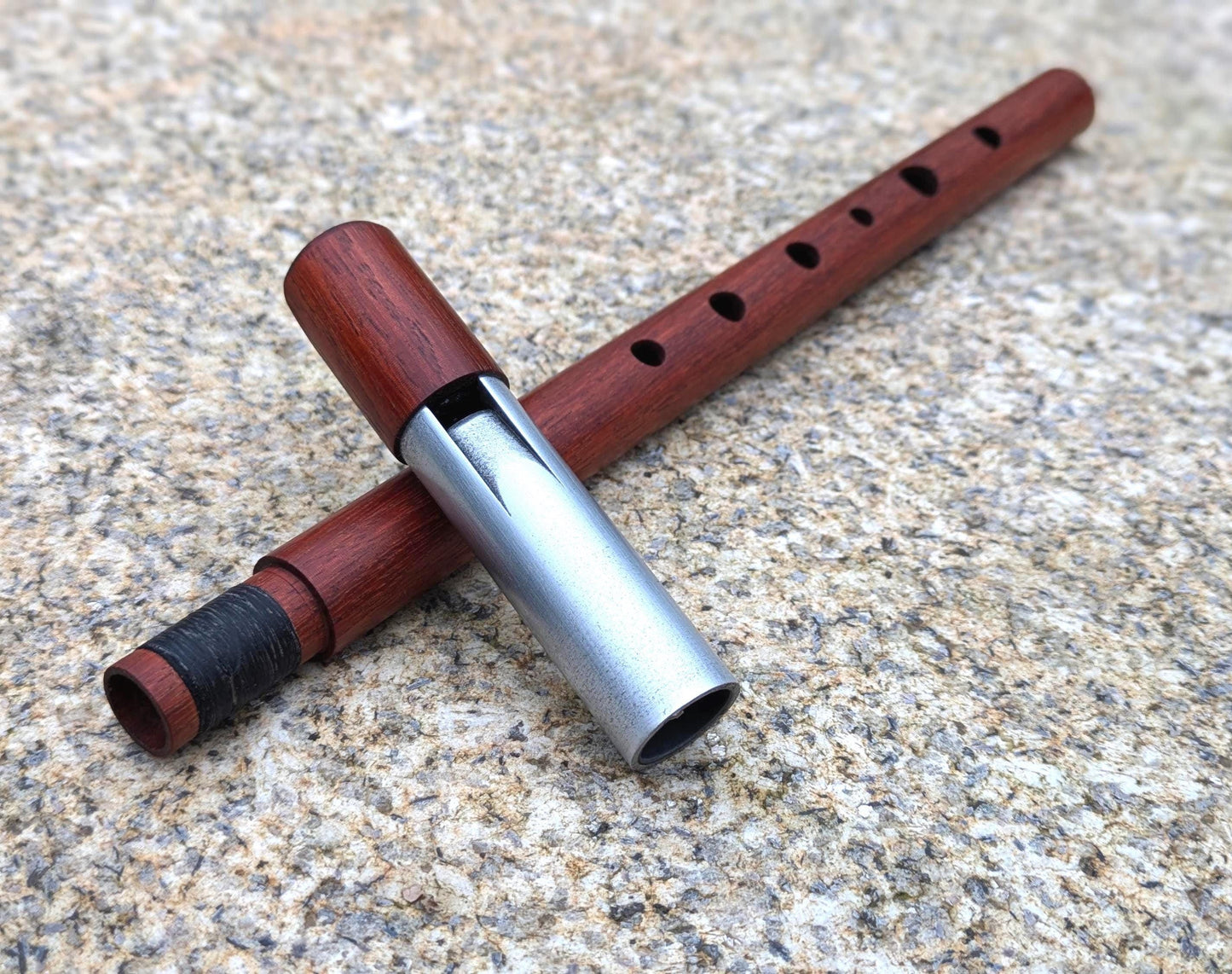 C Whistle in Macacauba and Aluminum | Handmade Whistle | 6-hole diatonic flute | Loud and Sweet | Tin Whistle | Rui Gomes