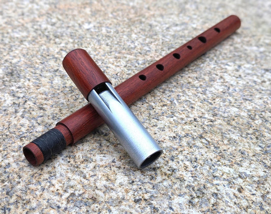 C Whistle in Macacauba and Aluminum | Handmade Whistle | 6-hole diatonic flute | Loud and Sweet | Tin Whistle | Rui Gomes