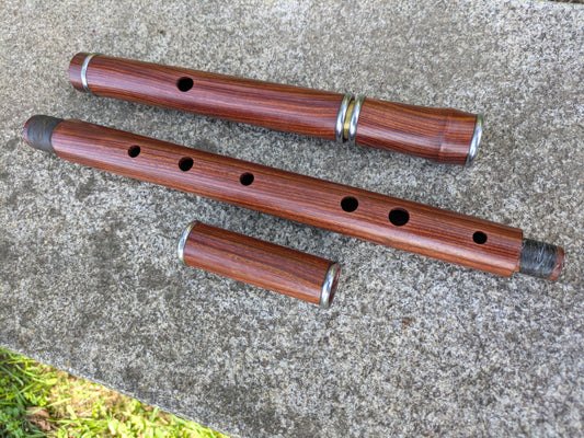 D Flute in Pau Rosa, with nickel silver rings and brass tuning slide